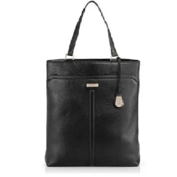Cole Haan Marcy Tech Tote Bag Leather Slim Black Handbag - Picture 1 of 15